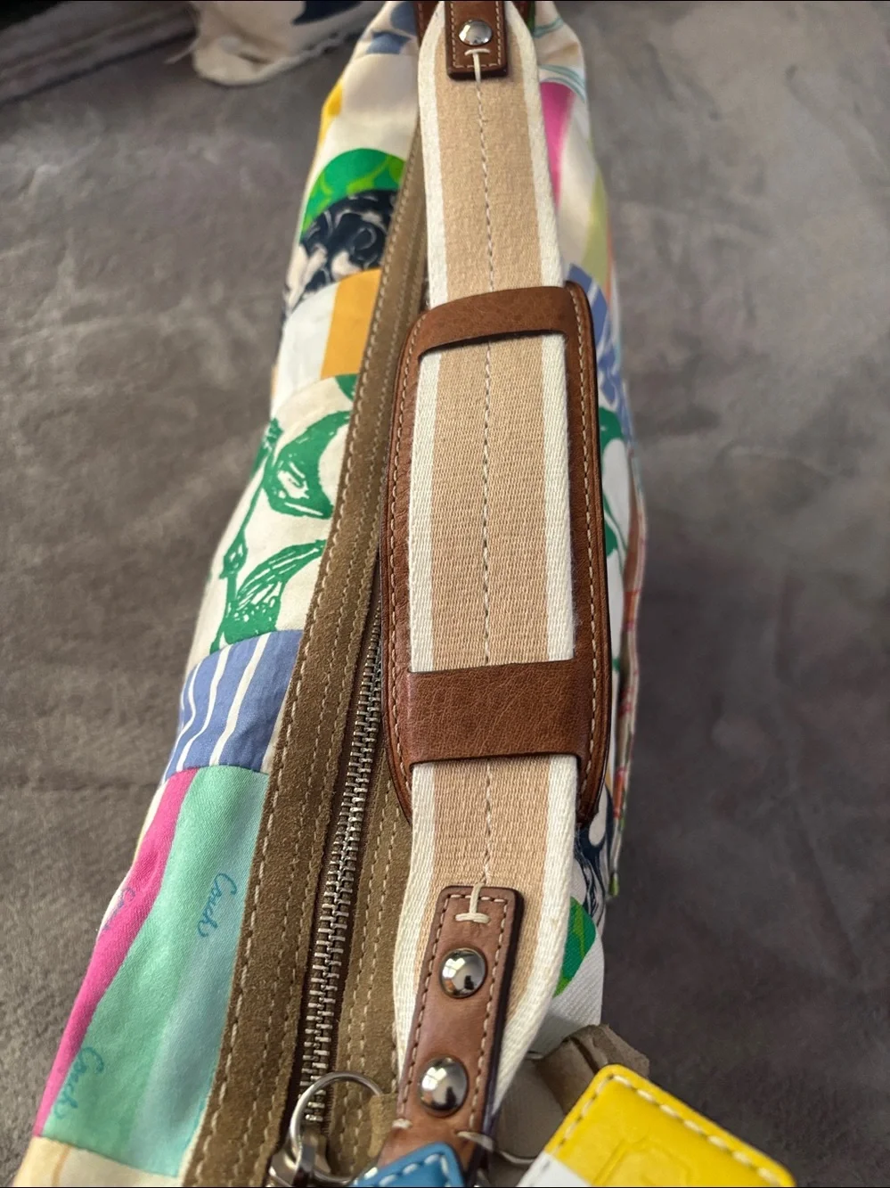 Coach Colorblock Shoulder Hobo Bag Tag Key Fob - Yellow, White, Green, Blue